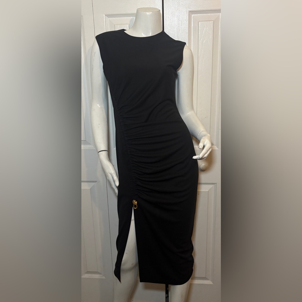Donna Karan Black Ruched Midi Dress - Picture 6 of 12